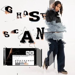 PS插件-创意海报设计像素拉伸扭曲扫描效果插件GhostScan Photoshop Extension