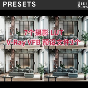7个摄影 LUT + V-Ray VFB 预设文件3个